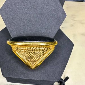 Tom Ford Cocktail ring. Black and gold ring. Size 7.5. Gold metal plated.